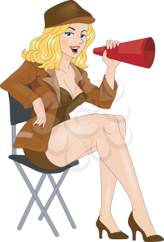 Royalty Free Clipart Image of a Pin-Up Acting as a Director