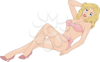 Royalty Free Clipart Image of a Pin-Up in a Bikini