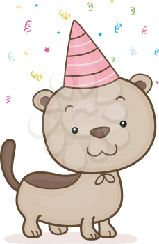 Royalty Free Clipart Image of a Ferret Celebrating a Birthday