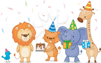 Royalty Free Clipart Image of a Jungle Animal Party