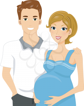 Illustration of Expecting Parents Standing Side by Side
