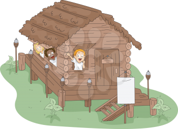 Illustration of Kids in a Camp House