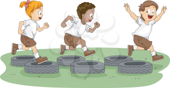 Illustration of Kids in an Obstacle Course 