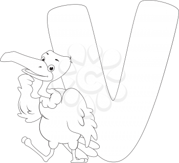 Coloring Page Illustration Featuring a Vulture