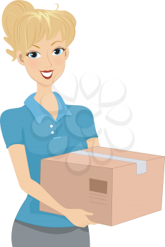 Illustration of a Girl Carrying a Package / Donation Box