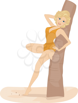 Illustration of a Girl Posing Seductively