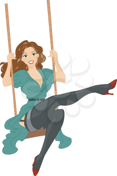 Illustration of a Girl Sitting on a Swing