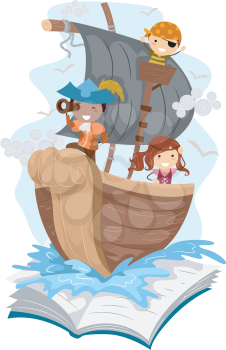 Illustration of a Pop Up Book with a Pirate Theme