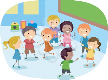 Illustration of Kids Playing in the Classroom