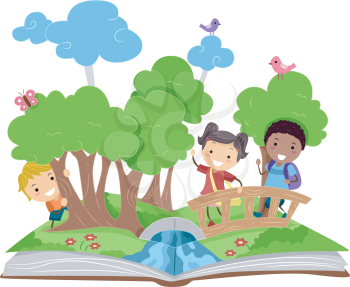 Illustration of a Pop Up Book with a Forest Theme