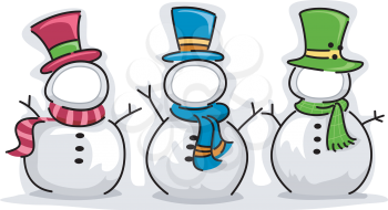 Illustration of Snowman with Customizable Faces