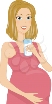 Illustration of a Pregnant Woman Drinking Milk