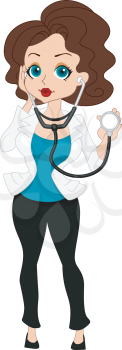 Illustration of a Pinup Girl Dressed as a Doctor