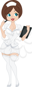 Illustration of a Pinup Girl Dressed as a Nurse