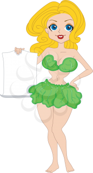 Illustration of a Pinup Girl Leading a Vegetarian Campaign
