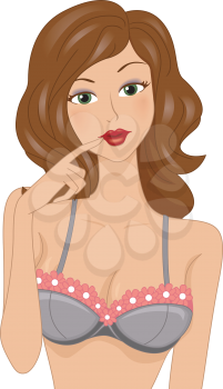 Illustration of a Girl Wearing a Brassiere