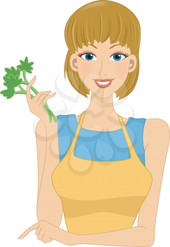 Illustration of a Girl Holding Stalks of Vegetables