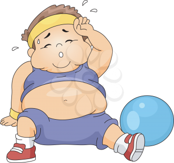Illustration of an Overweight Boy Exercising