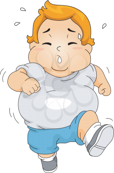 Illustration of an Overweight Boy Jogging