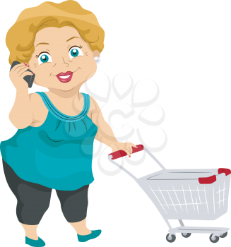 Illustration Featuring an Elderly Woman Out Shopping
