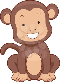Illustration of a Monkey Smiling Brightly