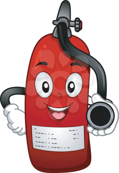 Mascot Illustration Featuring a Fire Extinguisher