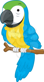 Illustration of a Parrot on a Perch