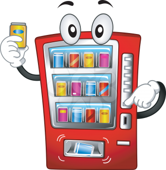 Mascot Illustration Featuring a Vending Machine