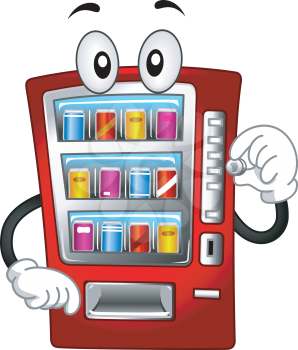 Mascot Illustration Featuring a Vending Machine