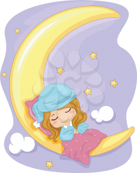 Illustration Featuring a Girl Sleeping Soundly