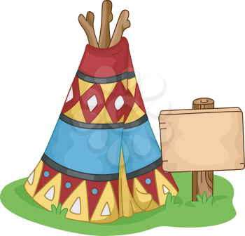Illustration of a Colorful Wigwam