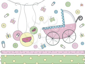 Border Illustration Featuring Baby-related Items
