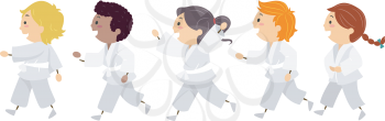Illustration Featuring Kids Learning Karate