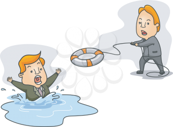 Illustration of a Man Helping a Drowning Man