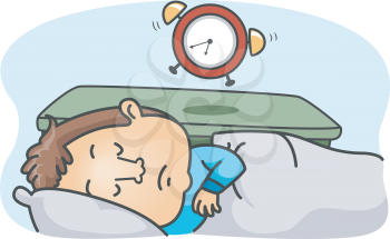 Illustration of a Man Oversleeping