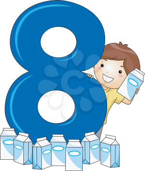 Illustration of a Kid Surrounded by Milk Cartons