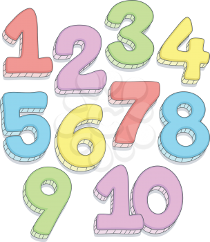 Doodle Illustration Featuring the Numbers 1-10