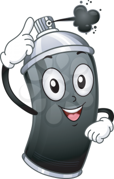 Mascot Illustration Featuring a Canister of Spray Paint