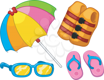 Illustration Featuring Beach Related Items