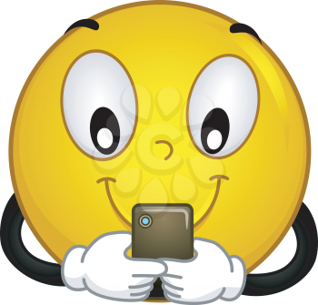 Illustration of a Smiley Using a Mobile Phone