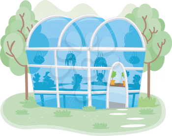 Illustration of a Small Greenhouse Filled with Different Kinds of Plants