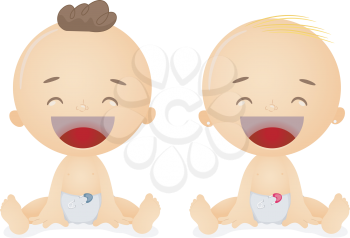Royalty Free Clipart Image of Two Laughing Babies