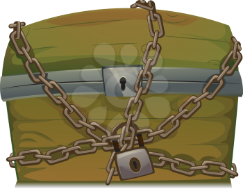 Royalty Free Clipart Image of a Chest Secured With Chains