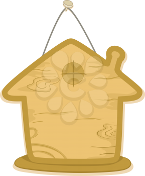 Royalty Free Clipart Image of a House Shaped Board
