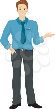 Royalty Free Clipart Image of a Man in a Blue Shirt