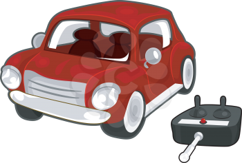 Royalty Free Clipart Image of a Toy Car and Remote Control