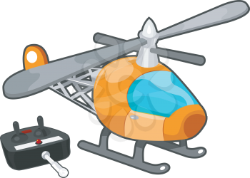 Royalty Free Clipart Image of a Toy Helicopter With a Remote Control