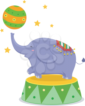 Royalty Free Clipart Image of a Circus Elephant