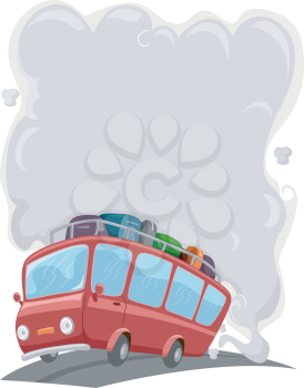 Royalty Free Clipart Image of Bus With Exhaust