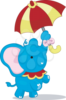 Royalty Free Clipart Image of an Elephant With an Umbrella